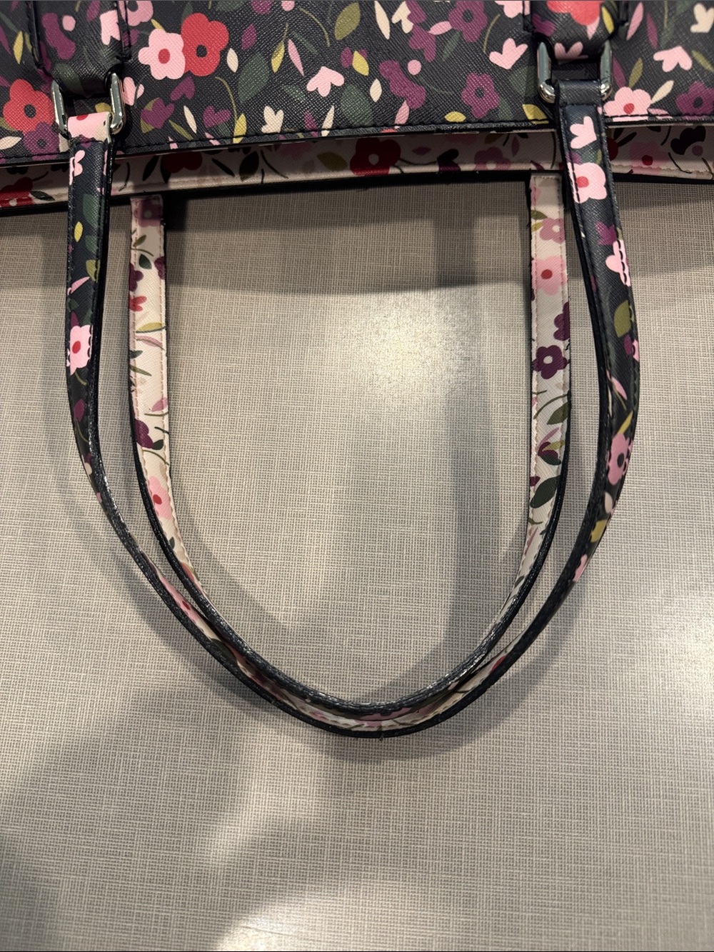 kate spade Floral Tote in Black with Pink & Red Flowers - Picture 5 of 5